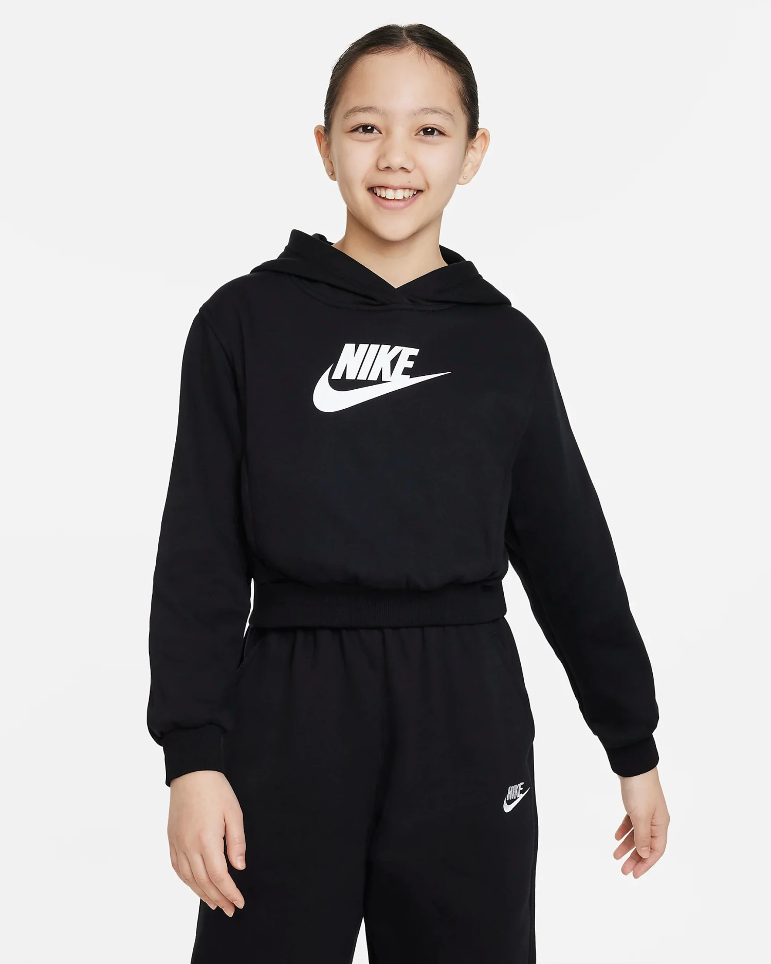 Nike Girl's Sportswear Club Fleece Older Crop Hoodie 3 Nike Girl's Sportswear Club Fleece Older Crop Hoodie