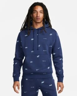 Nike Men's Club Fleece All-Over Print Pullover Hoodie